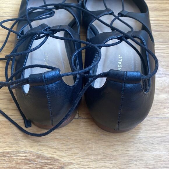 Loeffler Randall black lace up pointed toe flare sz 9B minor scuffs at toe shown - Picture 6 of 6